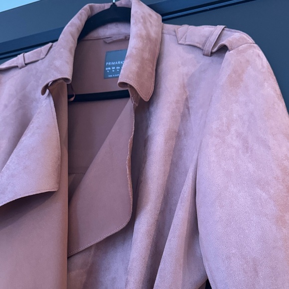 Women's Faux Suede Trench Coat - - Picture 4 of 10